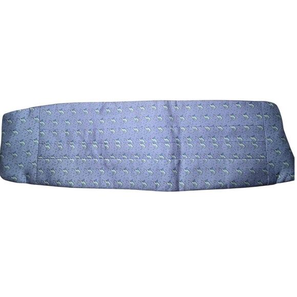 Vineyard Vines Silk‎ Cummerbund Blue Swordfish Nautical Coastal Formal - Picture 2 of 12